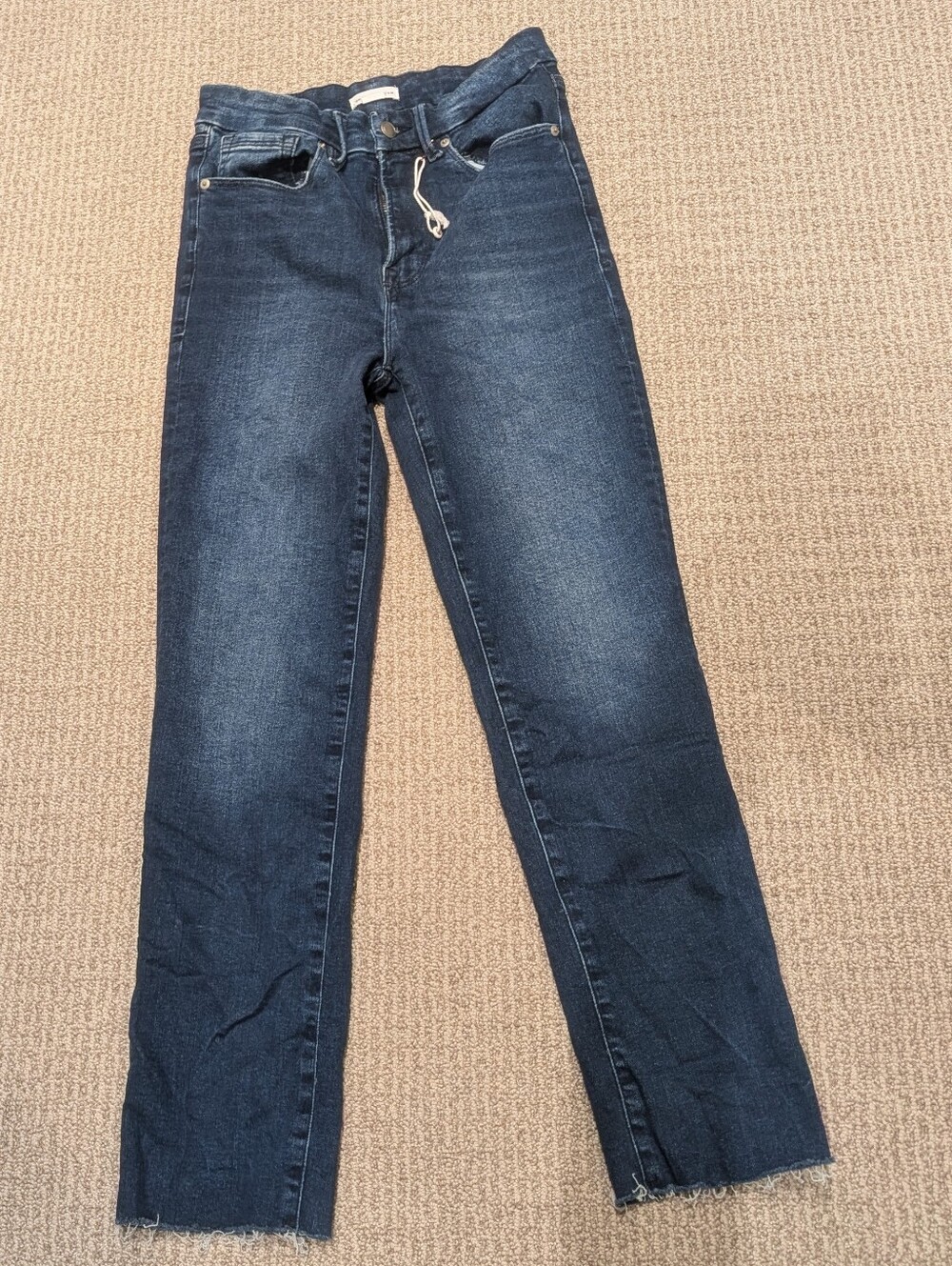 Good American Mid Wash Straight Leg Jeans